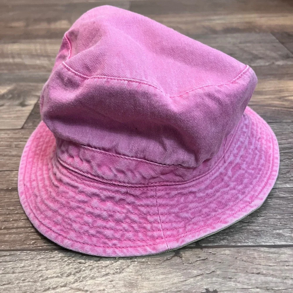 Hanna‎ Andersson Kids Reversible Bucket Hat Pink Lime Green 100% Cotton OS